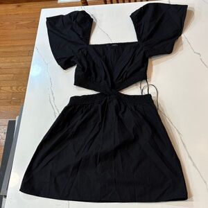 French Connection Elegant Black Puff Sleeve Mini Dress